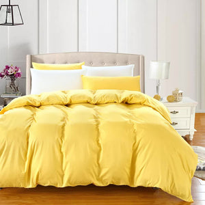 100% Cotton Premium Doona Duvet Quilt Cover Set With Soft Pillowcases Yellow