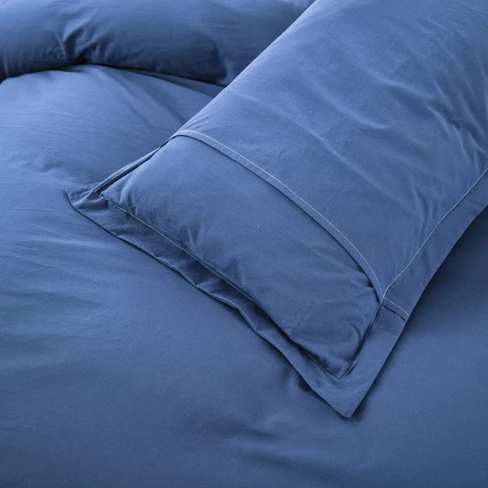 100% Cotton Premium Doona Duvet Quilt Cover Set With Soft Pillowcases Blue