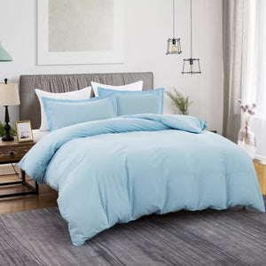 100% Cotton Premium Doona Duvet Quilt Cover Set With Soft Pillowcases Aqua Double