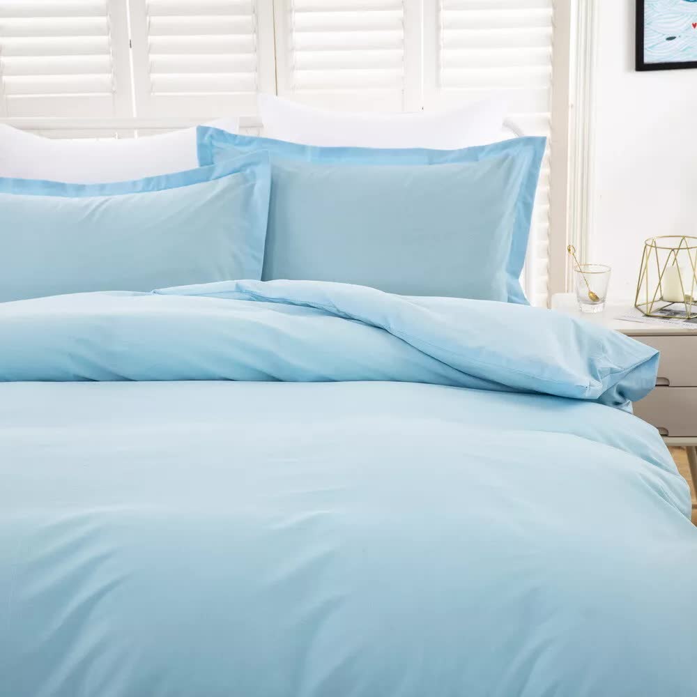 100% Cotton Premium Doona Duvet Quilt Cover Set With Soft Pillowcases Aqua Double