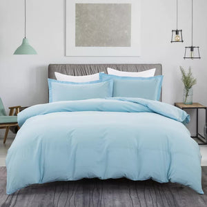 100% Cotton Premium Doona Duvet Quilt Cover Set With Soft Pillowcases Aqua King