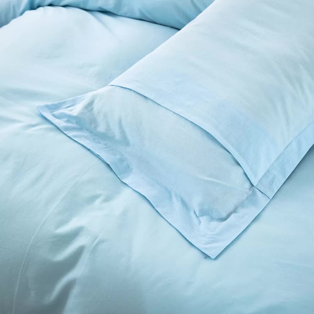 100% Cotton Premium Doona Duvet Quilt Cover Set With Soft Pillowcases Aqua King