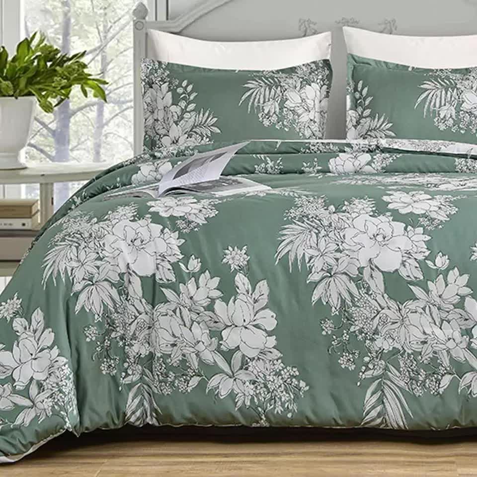 Vintage Floral Duvet Cover Set Reversible Design King