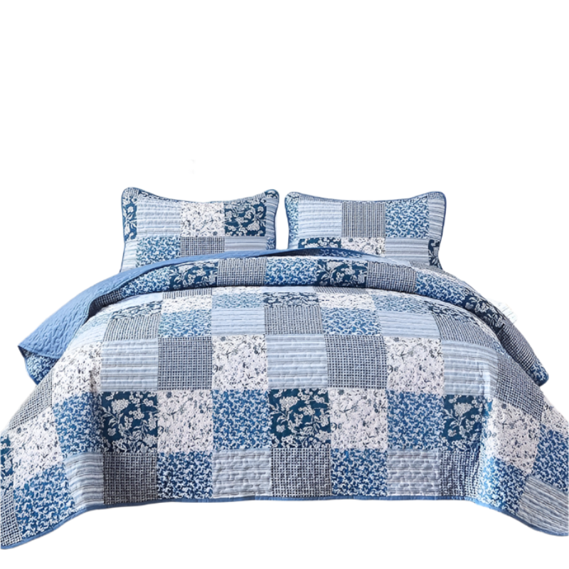 Vintage Inspired Big Check Queen Bedding Set Cozy & Stylish