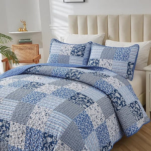 Vintage Inspired Big Check Queen Bedding Set Cozy & Stylish