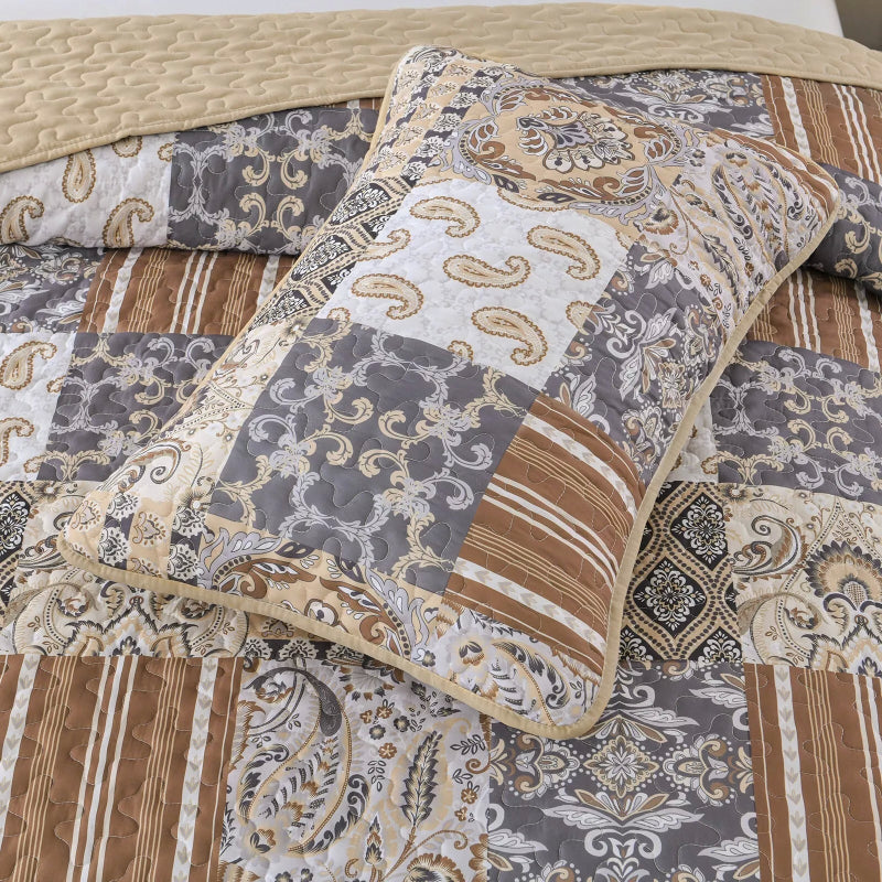 Quietude Quilted Coverlet And Pillowcovers Set: Perfect For Relaxation Queen Size