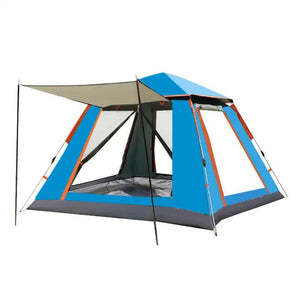 Silver Glue Waterproof Camping Tent With Awning Size: 240X240x155cm Charming And Sturdy For Outdoor Excursions (Blue)