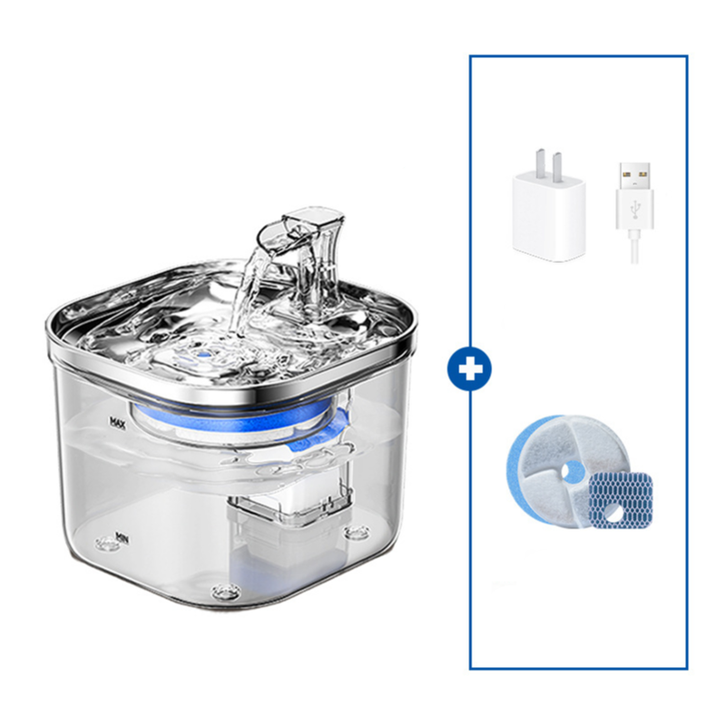 Plug In Pet Water Fountain With Usb Interface And Filter Set Transparent Design (Standard Package)