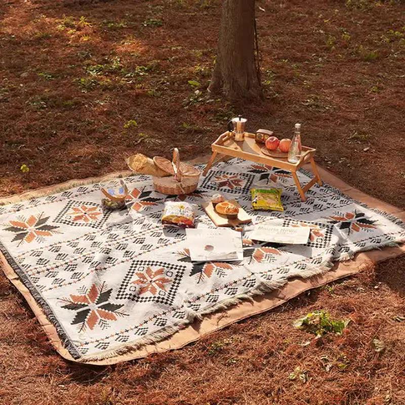 2Pcs Pack Set 180*230Cm Bohemian Picnic Blanket Waterproof Camping Outdoor Rug For Beach