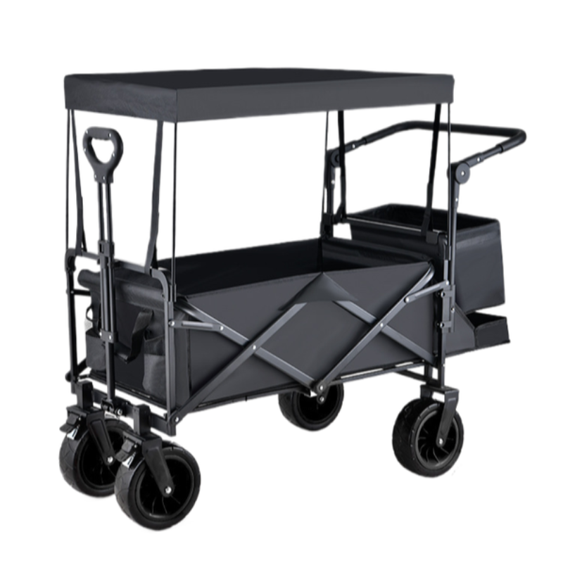 Garden Folding Cart With Canopy Black 120 X 50.5 105Cm