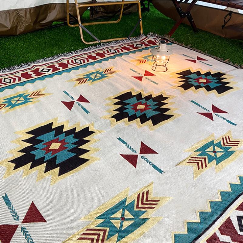 2Pcs Pack Set 90*150Cm Bohemian Picnic Blanket Waterproof Camping Outdoor Rug For Beach