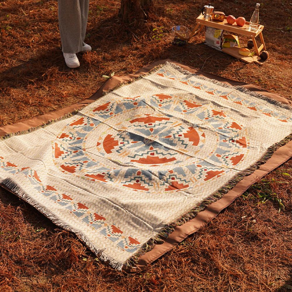 2Pcs Pack Set 180*230Cm Bohemian Picnic Blanket Waterproof Camping Outdoor Rug For Beach