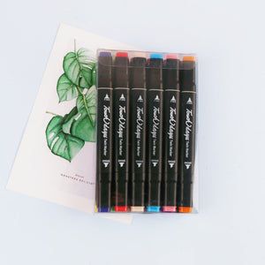 Professional Dual Tip Marker Set 12 Colors With Coded Caps For Easy Identification