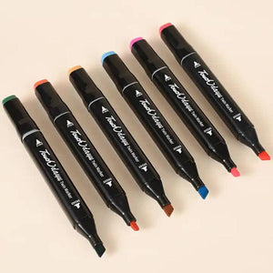 Professional Dual Tip Marker Set 12 Colors With Coded Caps For Easy Identification