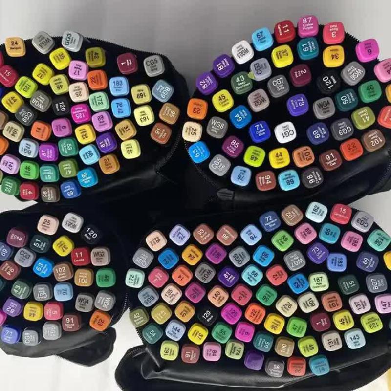 Professional Dual Tip Marker Set 12 Colors With Coded Caps For Easy Identification