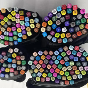 Professional Dual Tip Marker Set 12 Colors With Coded Caps For Easy Identification