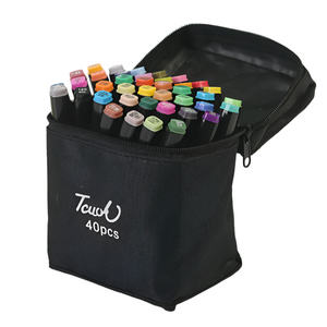 Professional Dual Tip Marker Set 40 Colors With Coded Caps For Easy Identification