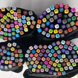 Elosung Professional Dual Tip Marker Set 80 Colors With Coded Caps For Easy Identification