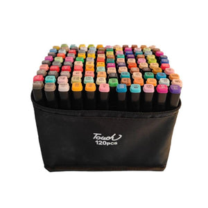 Professional Dual Tip Marker Set 120 Colors With Coded Caps For Easy Identification