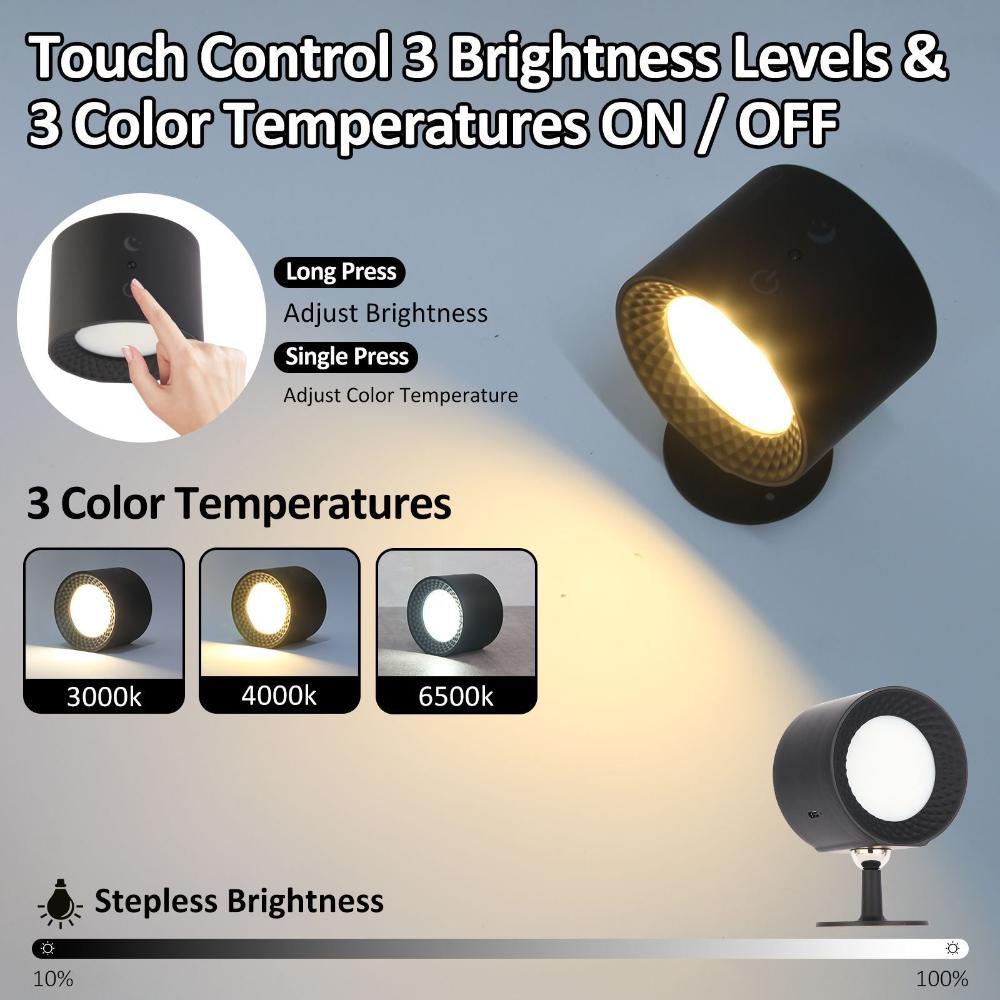 Touch Control Led Night Light With 3 Brightness Levels & Color Temperatures Adjustable Stepless Dimming For Home Office