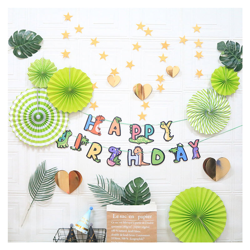 Happy Birthday Party Decoration Set Fan Decorations Hearts Stars & Banner