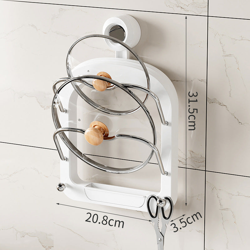 Wall Mounted Pot Lid Organizer Rack Kitchen Storage Holder With Adhesive (31.5 X 20.8 3.5 Cm)