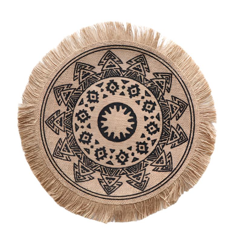 Bohemian Round Woven Placemats | Set Of 5 With Fringe Design