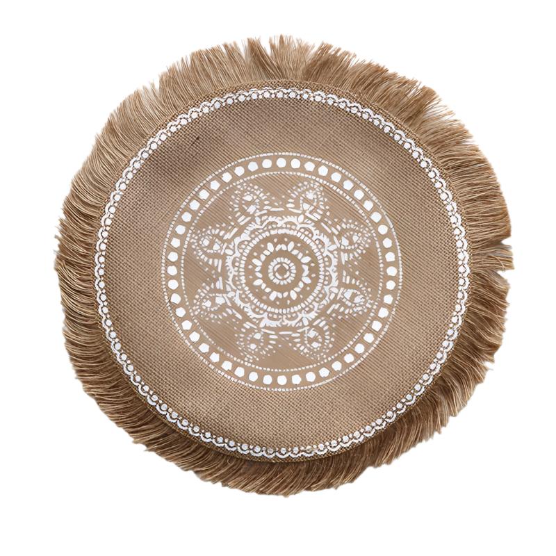 Bohemian Round Woven Placemats | Set Of 5 With Fringe Design