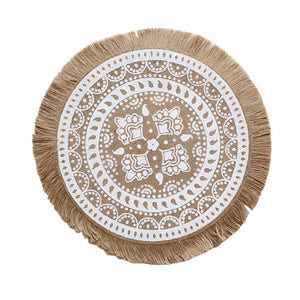 Bohemian Round Woven Placemats | Set Of 5 With Fringe Design