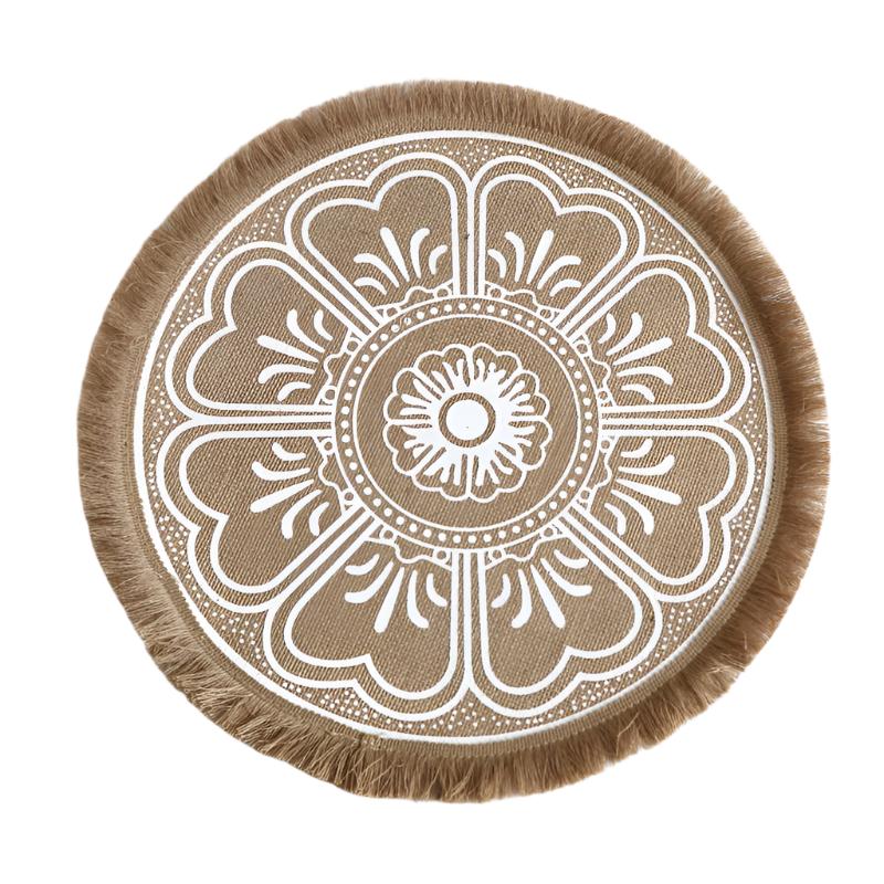 Bohemian Round Woven Placemats | Set Of 5 With Fringe Design