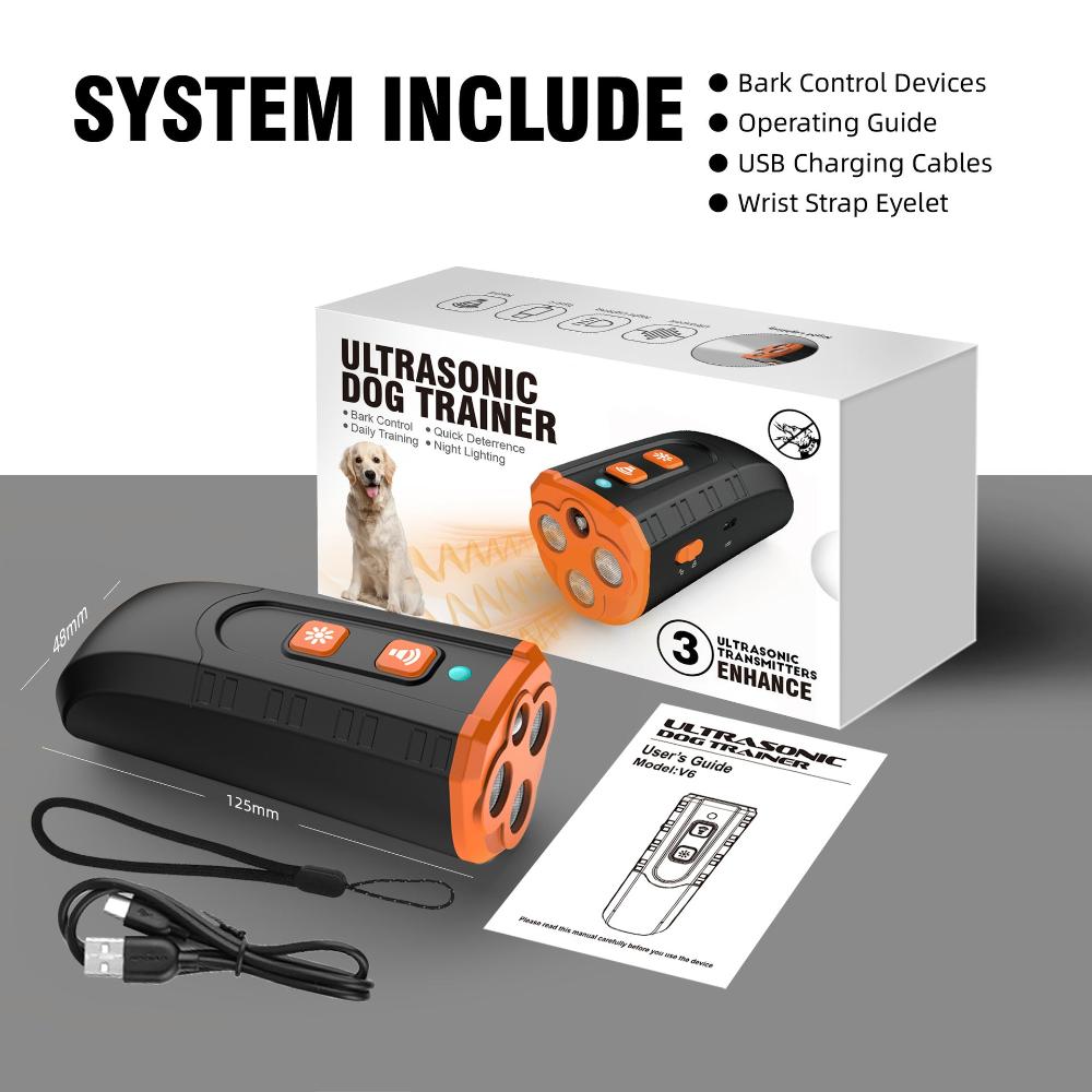 Ultrasonic Dog Trainer Device | Handheld Pet Training Tool With Night Light & Type C Charging 3.7V