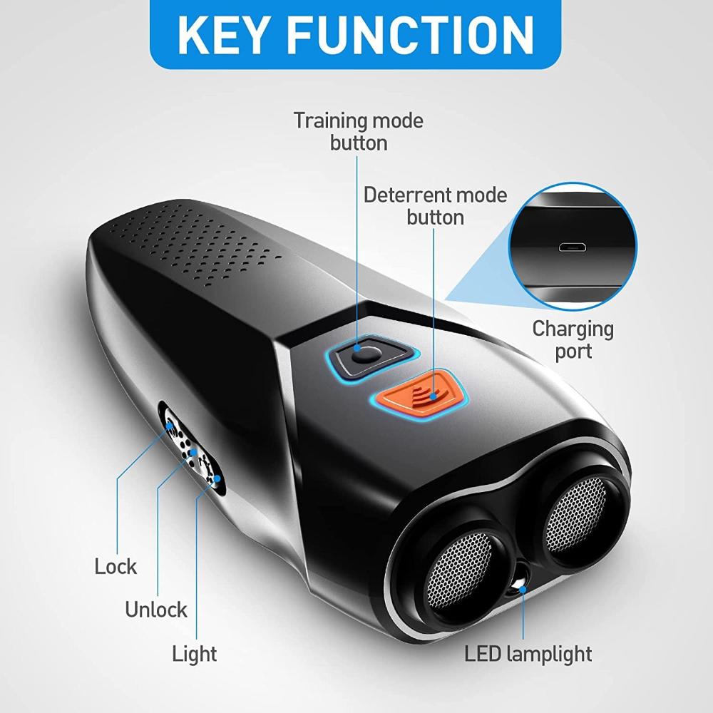 Sliver Handheld Ultrasonic Dog Trainer With Dual Mode | Training & Deterrent Device Led Light