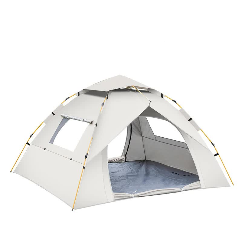 Off White 3 4 Person Lightweight Camping Tent (210*200*135Cm) | Uv Protection Silver Coated Dual Doors & Windows