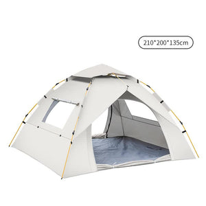 Off White 3 4 Person Lightweight Camping Tent (210*200*135Cm) | Uv Protection Silver Coated Dual Doors & Windows