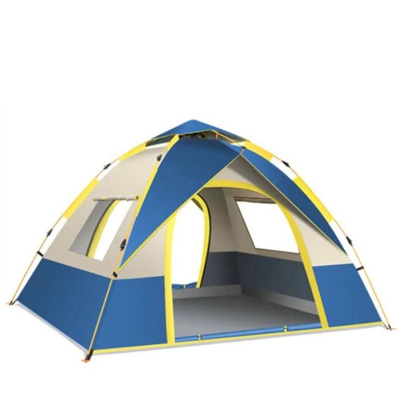 Blue 3 4 Person Lightweight Camping Tent (210*200*135Cm) | Uv Protection Silver Coated Dual Doors & Windows