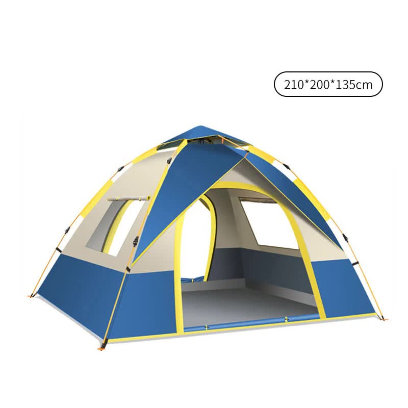 Blue 3 4 Person Lightweight Camping Tent (210*200*135Cm) | Uv Protection Silver Coated Dual Doors & Windows