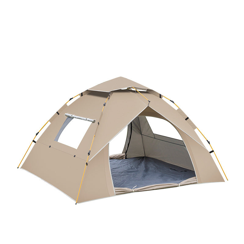 Khaki 2 Person Lightweight Camping Tent (200*150*125Cm) | Uv Protection Silver Coated Dual Doors & Windows