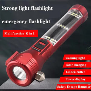 Multi Functional Safety Flashlight Rechargeable Waterproof Emergency Torch With Usb Charging High Lumen For Outdoor And