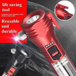 Multi Functional Safety Flashlight Rechargeable Waterproof Emergency Torch With Usb Charging High Lumen For Outdoor And