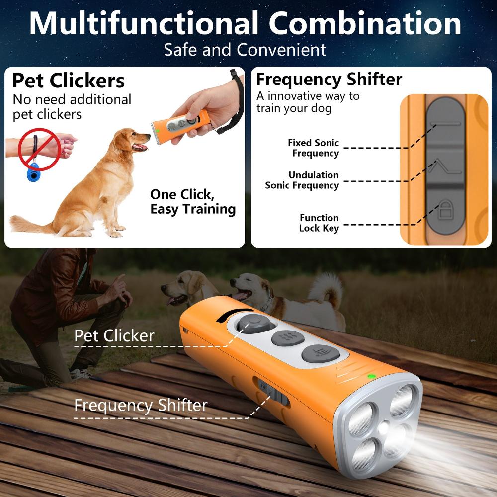 Yellow Portable Ultrasonic Dog Training Device Anti Barking & Obedience Trainer With Led Indicator Easy To Carry