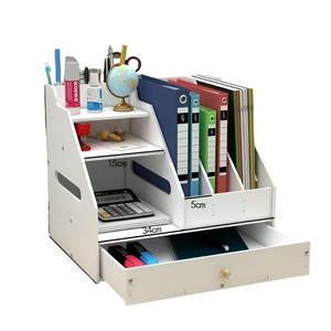 Multi Functional Desktop Organizer With Document And Stationery Storage Compact Shelf 34X28x30cm