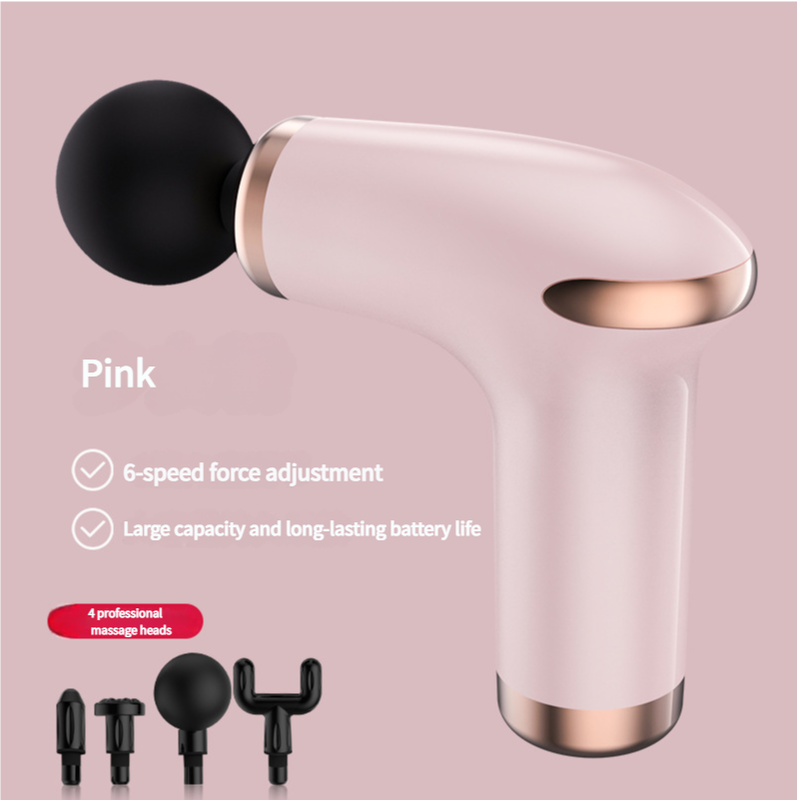 Pink Massage Gun 6 Speed Deep Tissue Massager With 4 Professional Heads