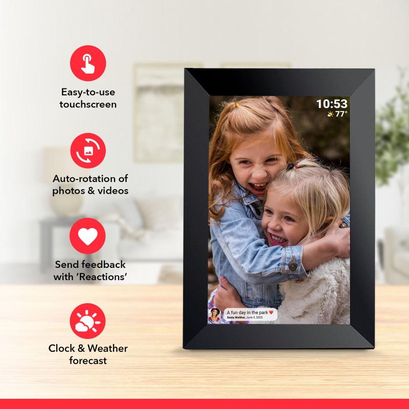 Black 16Gb Storage 10 Inch Wifi Digital Photo Frame | Hd Display + Remote Photo/Video Sharing Via App