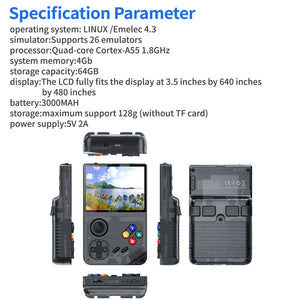 128G Grey Mpown M19 Handheld Gaming Console Retro Arcade & Psp Emulator 3.5 Inch Hd Screen Tv Connectivity Portable 3D D