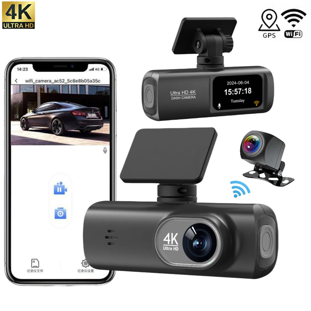 4K Car Dash Cam Front And Rear Dual Recording Wi Fi Connectivity Gps Tracking 1080P + Resolution