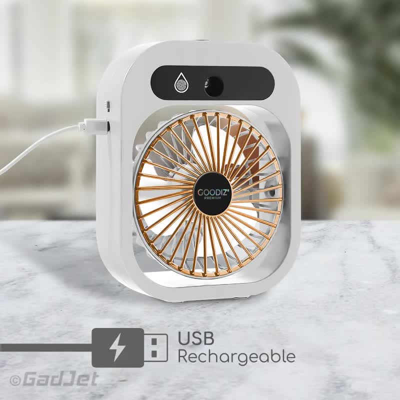 White Color Usb 2 In 1 Misting Fan & Humidifier Portable Cooling And Humidifying Solution