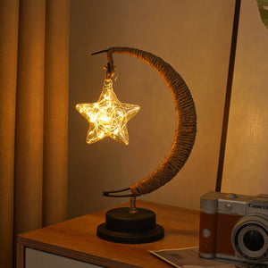 Led Multi Shape Decorative Lights Star Moon Apple Usb Night With Handmade Hemp Rope Warm Iron Craft Perfect Birthday & C