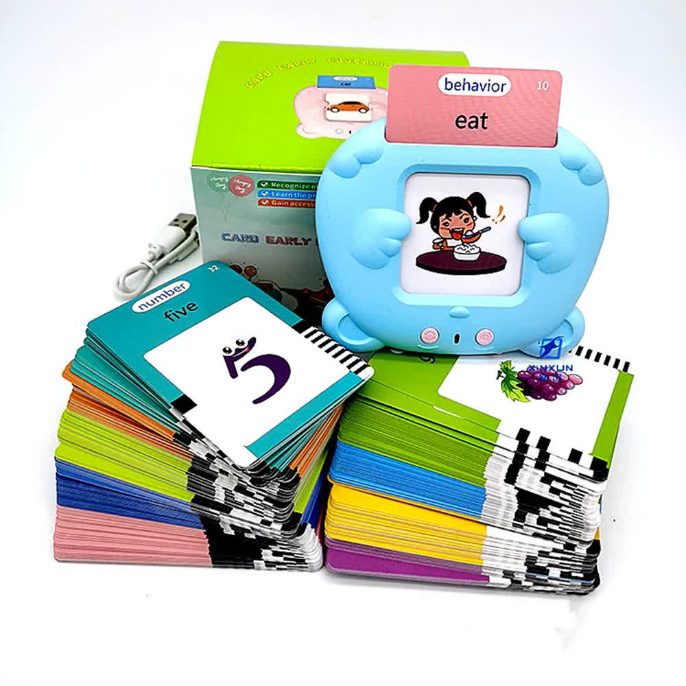 Blue Bear Shaped Early Education Card Reader Interactive Learning Toy With 510 Flashcards For Kids