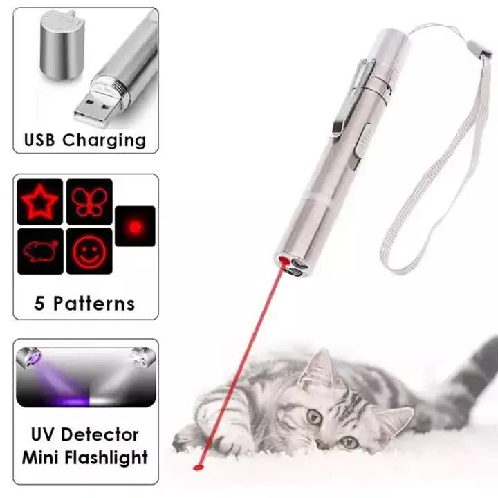 2Pcs Usb Rechargeable Multifunctional Laser Pointer For Cats Interactive Toy With Star And Butterfly Patterns