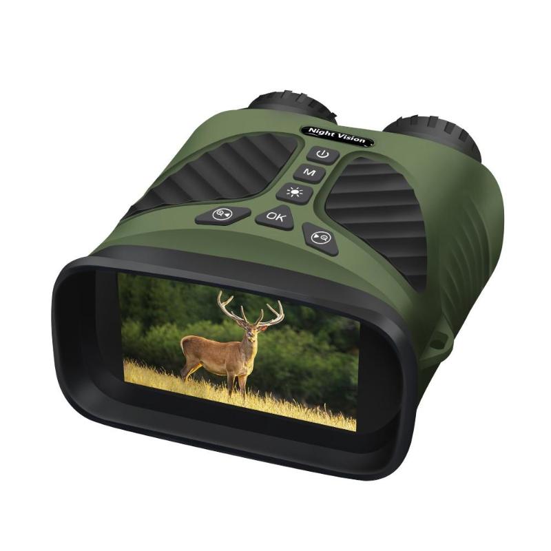 Green Digital Night Vision Binoculars 3.0'' Ips Screen 10X Optical Zoom 2.5K Video Recording Infrared For 300M Range